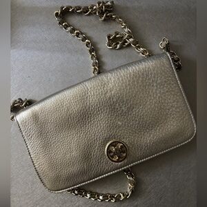 *Flawed* 
Tory Burch Metallic Crossbody Bag with Chain Strap